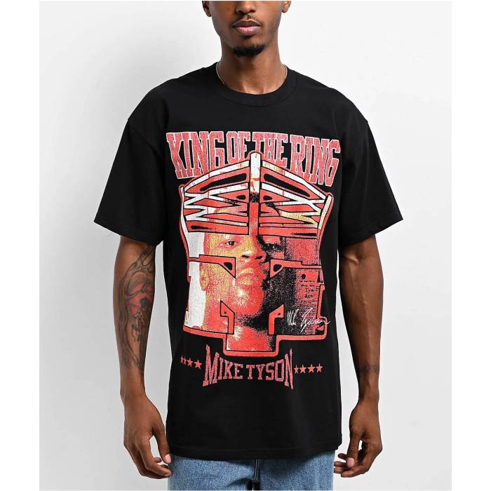Mike Tyson Collection 【 Mike Tyson King Of The Ring Portrait Black T-Shirt Men\u0027s Black 】 黒いこと 黒いこと プルオーバー メンズ 黒いこと 黒いこと