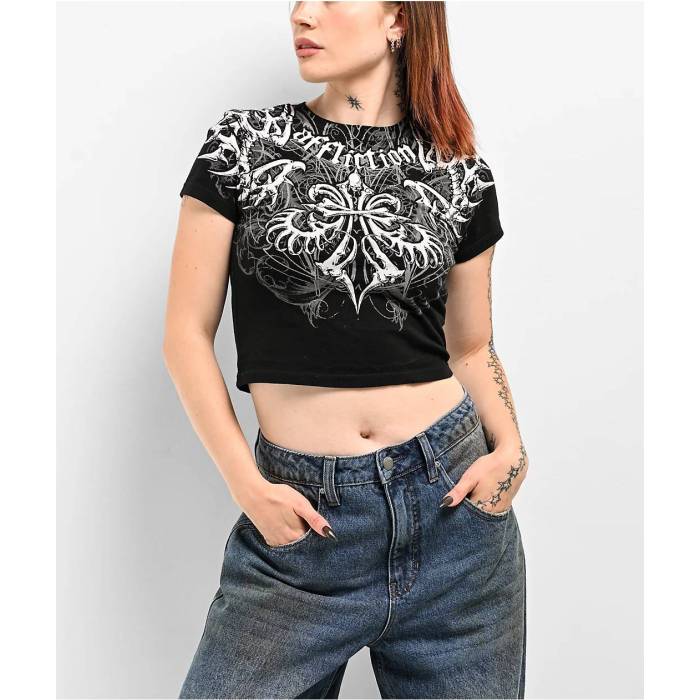 アフリクション Affliction 【 Skeleton Baby T-Shirt Women's Black 】 Tシャツ レディース 黒色 ブラック 16,950円