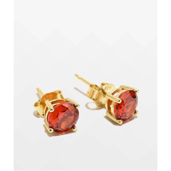 King Ice 【 Brilliant Cut Red Stud Earrings Men's Red 】 Red 赤・レッド イヤリング メンズ Red 赤・レッド