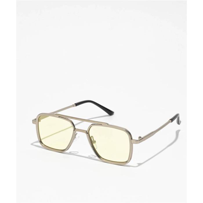 I Sea 【 Bios Silver & Yellow Metal Pilot Sunglasses Men's Silver 】 Silver 銀色・シルバー yellow 黄色・イエロー メタル サングラス メンズ Silver 銀色・シルバー