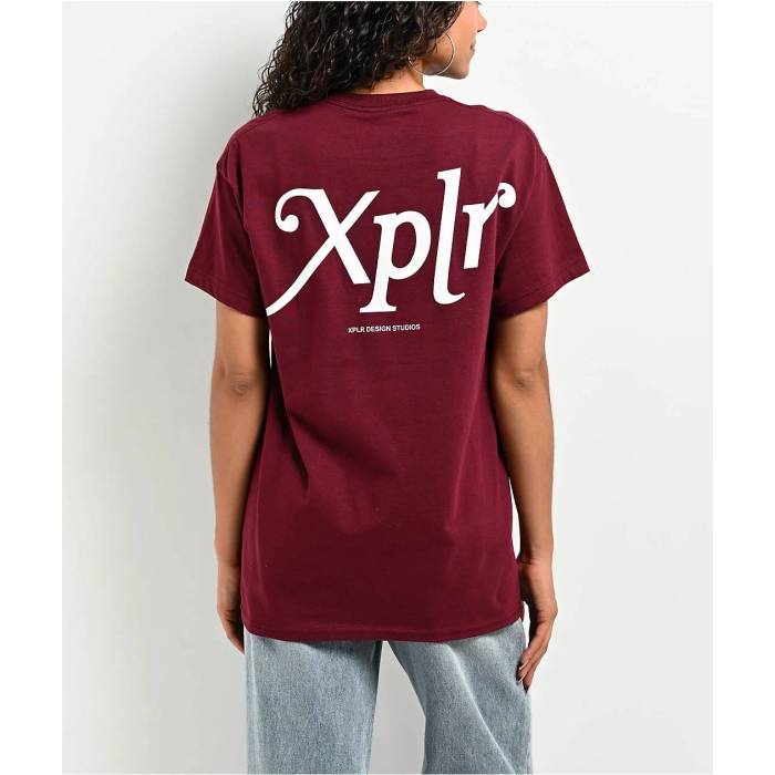 【★百貨店SALE★6/11十二時2時迄】Xplr 【 Core Maroon T-Shirt Women\u0027s Dark Red 】 中核グループ マルーン プルオーバー レディース Red 赤・赤いこと