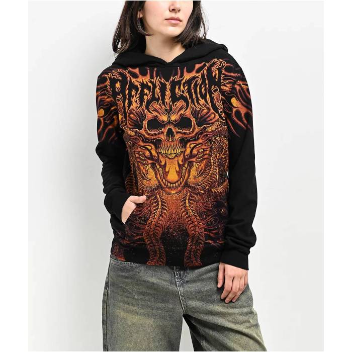 【★百貨店SALE★6/11真夜中2時迄】アフリクション Affliction 【 Electric Storm Black Hoodie Women\u0027s Black 】 黒いこと 黒いこと フーディー パーカー レディース 黒いこと 黒いこと