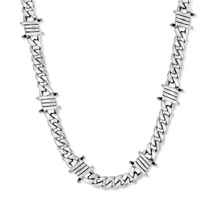 Half Hearted 【 Barbwire 10Mm 20\" Silver Chain Necklace Men\u0027s Silver 】 Silver しろがね色・しろがね色 首飾り メンズ Silver しろがね色・しろがね色"