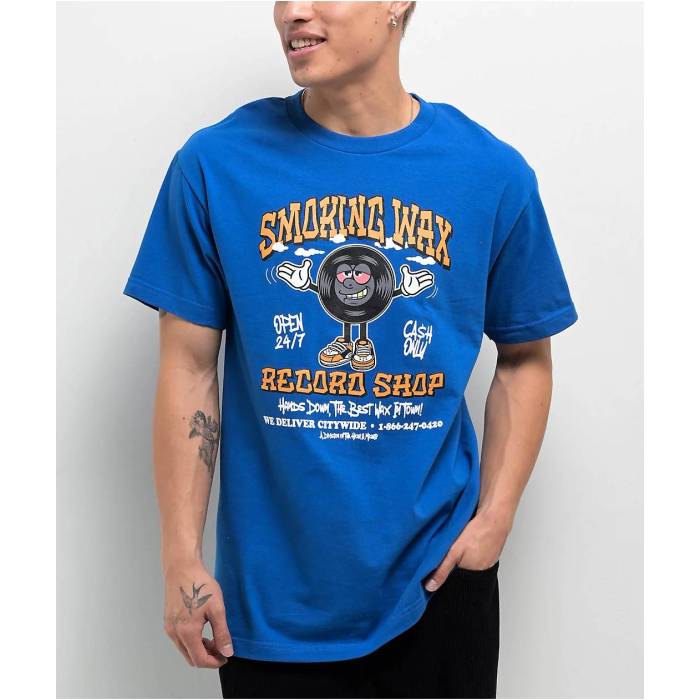 The High \u0026 Mighty 【 Vinyl Royal Blue T-Shirt Men\u0027s Blue 】 ビニール 青み 青色 プルオーバー メンズ 青み 青色