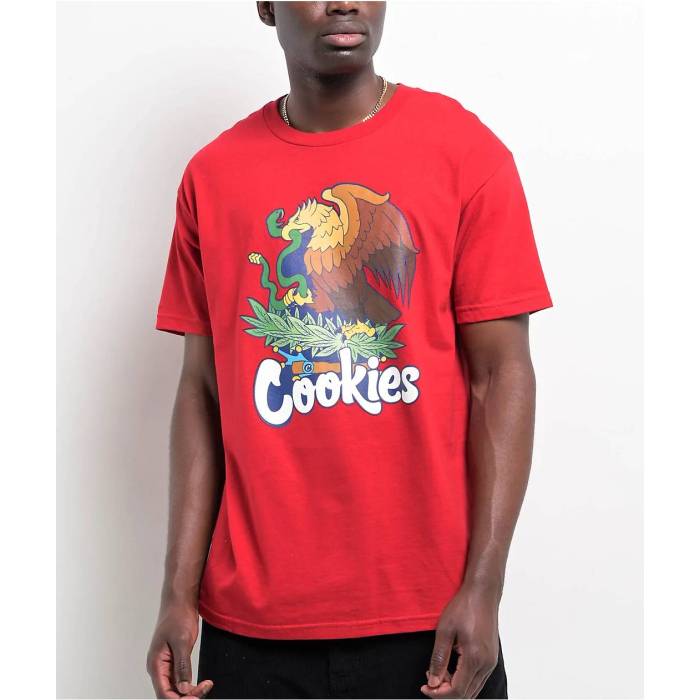 Cookies Clothing 【 Cookies Mexican Eagle Logo Red T-Shirt Men\u0027s Red 】 ロゴタイプ Red 赤・赤いこと プルオーバー メンズ Red 赤・赤いこと