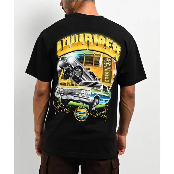 【★百貨店SALE★6/11真夜中2時迄】Lowrider 【 Champion Black T-Shirt Men\u0027s Black 】 はやりっ児 黒いこと 黒いこと ティーシャツ メンズ 黒いこと 黒いこと