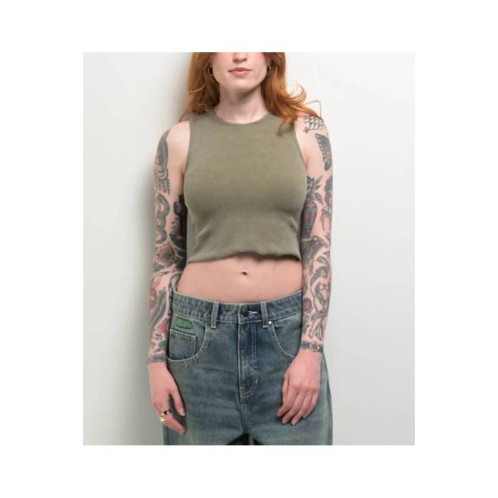 Freeworld 【 Laney Green Wash Crop Tank Top Women's Green 】 green 緑・グリーン Crop クロップ タンクトップ レディース green 緑・グリーン
