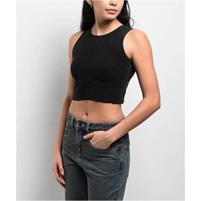 Freeworld 【 Laney Black Wash Crop Tank Top Women\u0027s Black 】 黒いこと 黒いこと Crop クロップ 貯蔵タンクいの一番 レディース 黒いこと 黒いこと レディースファッション-トップス-タンクトップ