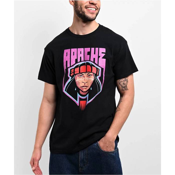 Apache 【 Warriors Black T-Shirt Men\u0027s Black 】 ウォリアーズ 黒いこと 黒いこと プルオーバー メンズ 黒いこと 黒いこと