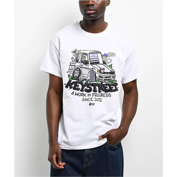 【★百貨店SALE★6/11真夜中2時迄】Key Street 【 X Freakorico Work In Progress White T-Shirt Men\u0027s White 】 白いこと 白いこと ティーシャツ メンズ 白いこと 白いこと