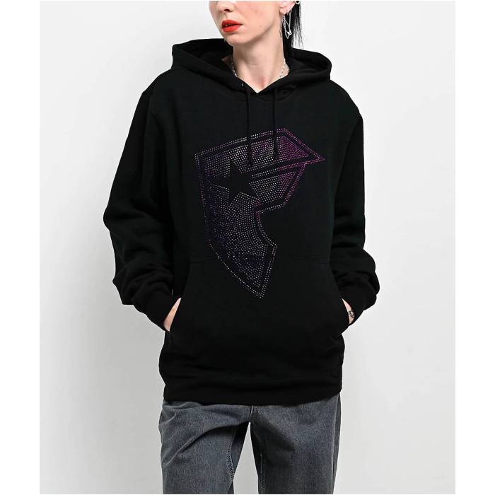 【★百貨店SALE★6/11十二時2時迄】Famous Stars \u0026 Straps 【 Boh Rhinestone Black Hoodie Women\u0027s Black 】 黒いこと 黒いこと フーディー パーカー レディース 黒いこと 黒いこと