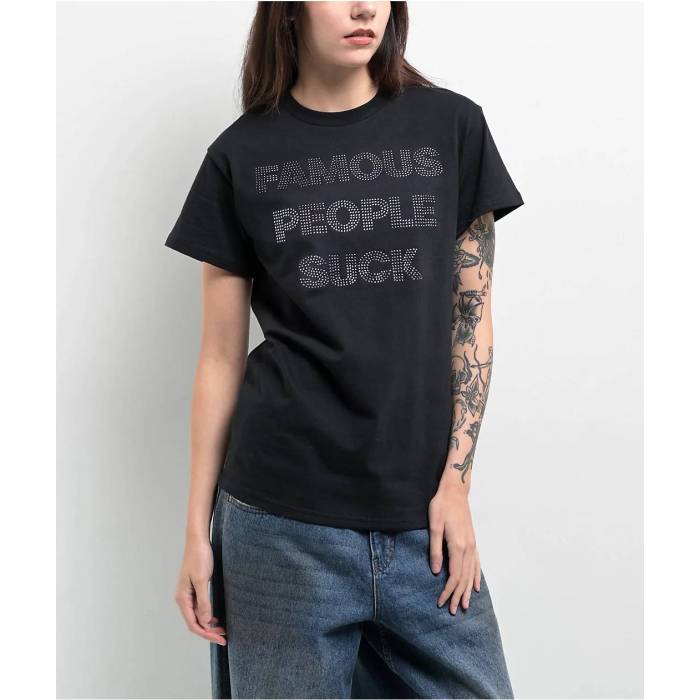 Famous Stars \u0026 Straps 【 Famous People Suck Black T-Shirt Women\u0027s Black 】 黒いこと 黒いこと プルオーバー レディース 黒いこと 黒いこと