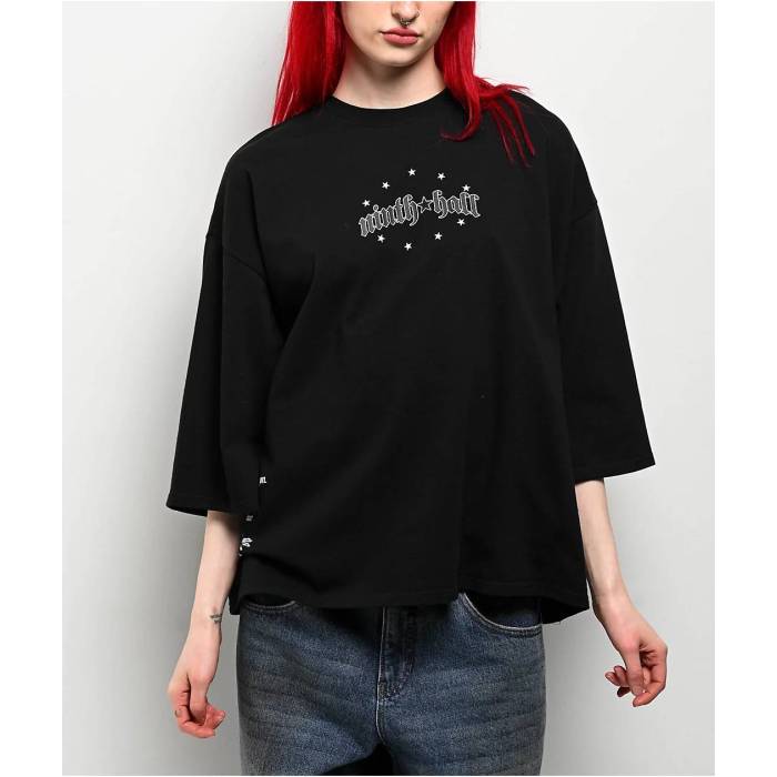 Ninth Hall 【 Ciara Angel Black Boxy T-Shirt Women Black 】 黒色 ブラック Tシャツ レディース 黒色 ブラック
