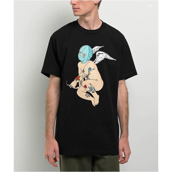 【★百貨店SALE★6/11真夜中2時迄】Sorry Mom 【 Bad Angel Black T-Shirt Men\u0027s Black 】 黒いこと 黒いこと ティーシャツ メンズ 黒いこと 黒いこと