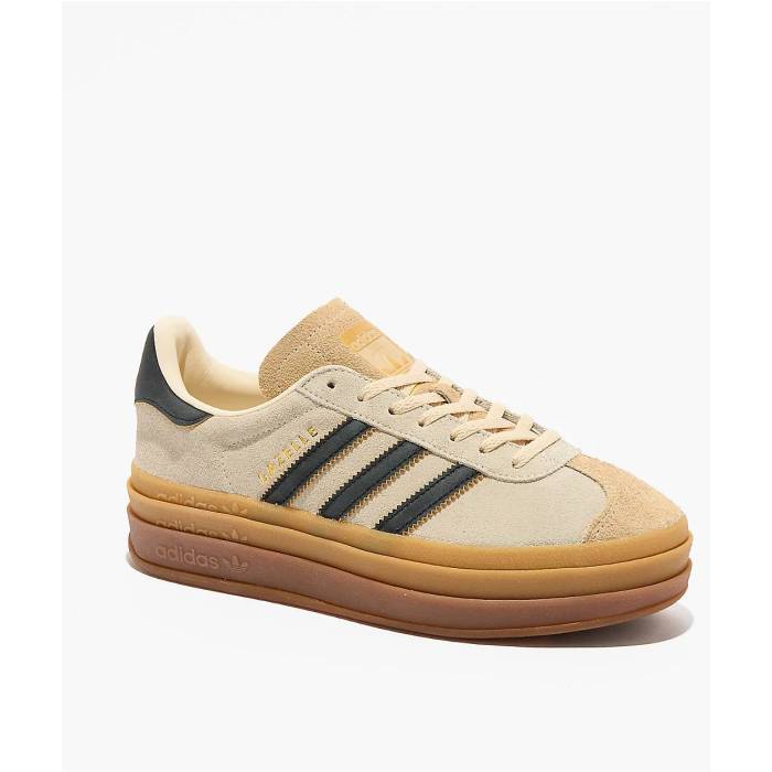 アディダス Adidas 【 Originals Gazelle Bold Cream White Black \u0026 Sand Platform Shoes Women\u0027s White 】 オリジナルス ガゼル 皮膚軟化剤 白いこと 白いこと 黒いこと 黒いこと 砂色・沙子 シューズ 運動すること靴 レディース 白いこと