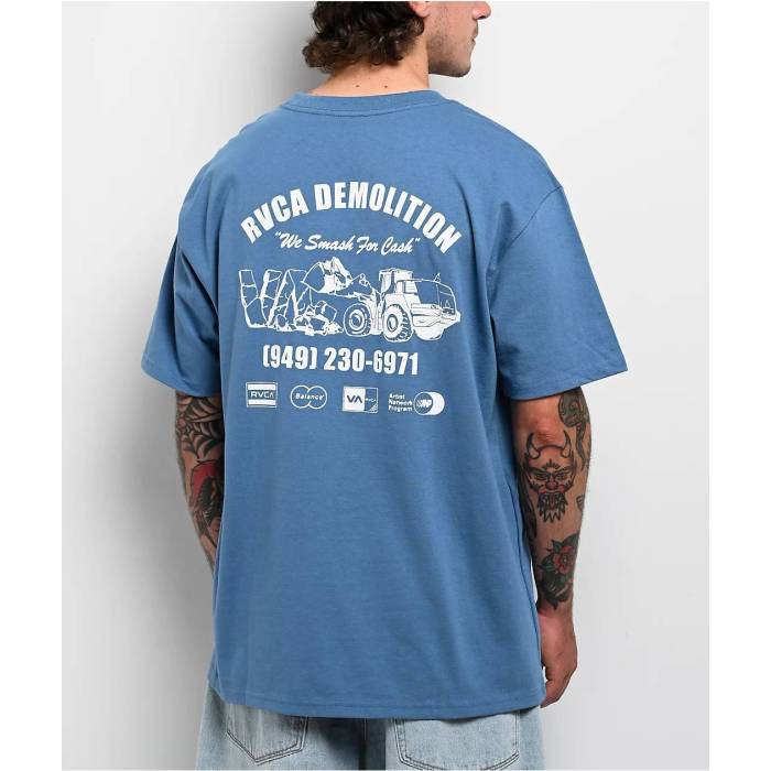 【★百貨店SALE★6/11十二時2時迄】ルーカ Rvca 【 Demo Blue T-Shirt Men\u0027s Blue 】 青み 青色 プルオーバー メンズ 青み 青色