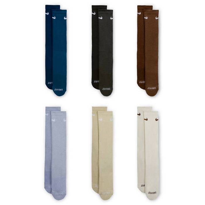 ナイキ Nike 【 Everyday Plush Cushioned Brown & Blue 6 Pack Crew Socks Men's Brown 】 茶色 ブラウン 青色 ブルー クルー ソックス・靴下 メンズ 茶色 ブラウン｜スニケス