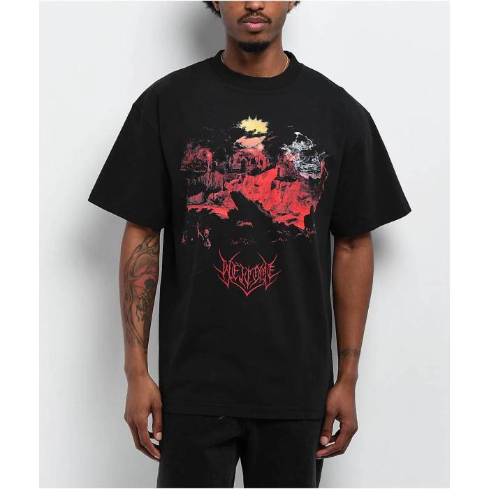 【★百貨店SALE★6/11真夜中2時迄】Welcome Skateboards 【 Welcome Aldous Black T-Shirt Men\u0027s Black 】 黒いこと 黒いこと ティーシャツ メンズ 黒いこと 黒いこと