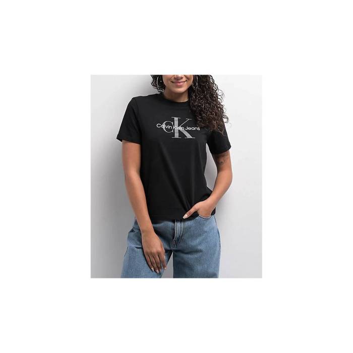 カルバンクライン Calvin Klein 【 Classic Logo Black T-Shirt Women\u0027s Black 】 古典派音楽 ロゴタイプ 黒いこと 黒いこと プルオーバー レディース 黒いこと 黒いこと