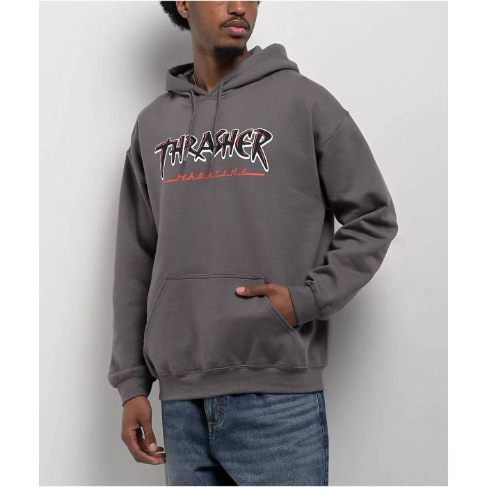 【★百貨店SALE★6/11十二時2時迄】Thrasher 【 Slash Grey Hoodie Men\u0027s Charcoal 】 薄墨色 薄墨色 フーディー パーカー メンズ 濃灰色