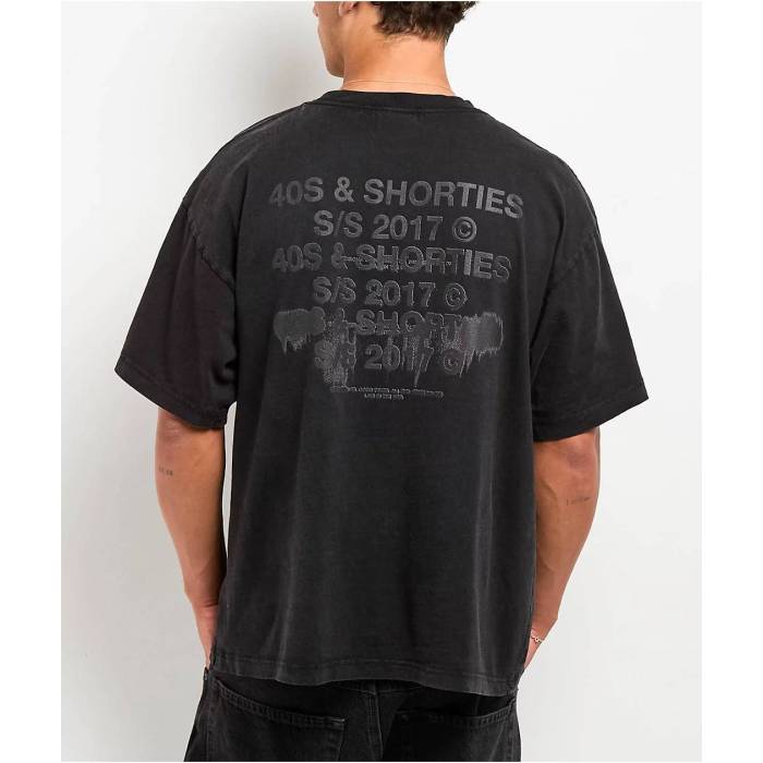 【★百貨店SALE★6/11十二時2時迄】40S \u0026 Shorties 【 Spray Gen Black Wash T-Shirt Men\u0027s Charcoal 】 黒いこと 黒いこと プルオーバー メンズ 濃灰色