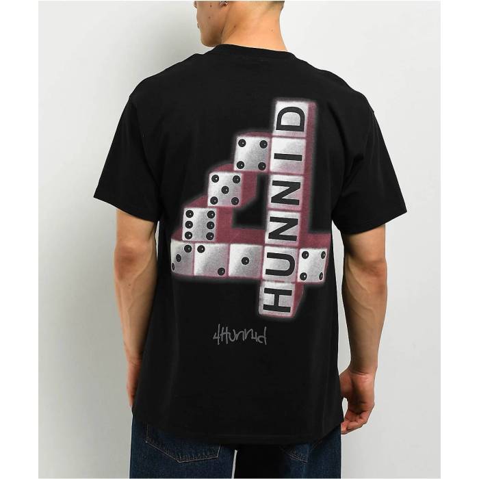 【★百貨店SALE★6/11真夜中2時迄】4Hunnid 【 Dice Stack Black T-Shirt Men\u0027s Black 】 黒いこと 黒いこと ティーシャツ メンズ 黒いこと 黒いこと