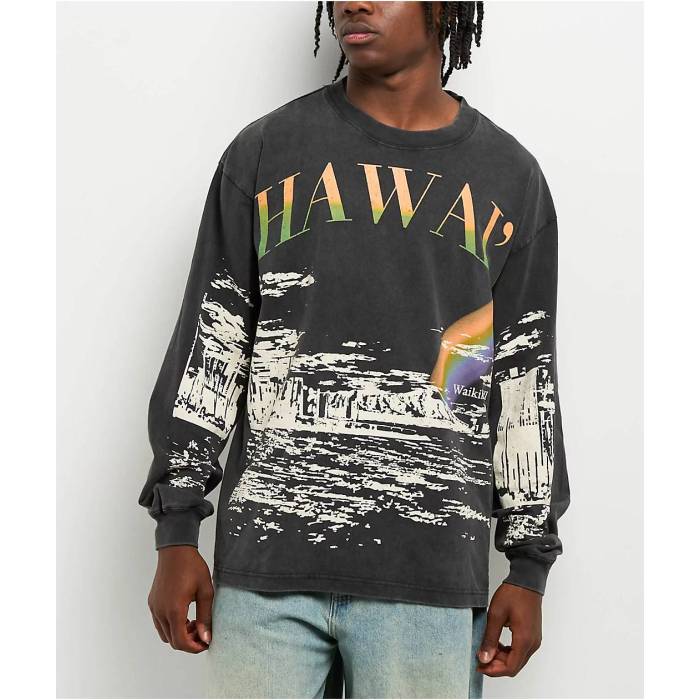 【★百貨店SALE★6/11真夜中2時迄】Dravus 【 Waikiki Vintage Black Long Sleeve T-Shirt Men\u0027s Black 】 vintage ビンテージ・ヴィンテージ 黒いこと 黒いこと Sleeve 衣袂 ティーシャツ メンズ 黒いこと 黒いこと