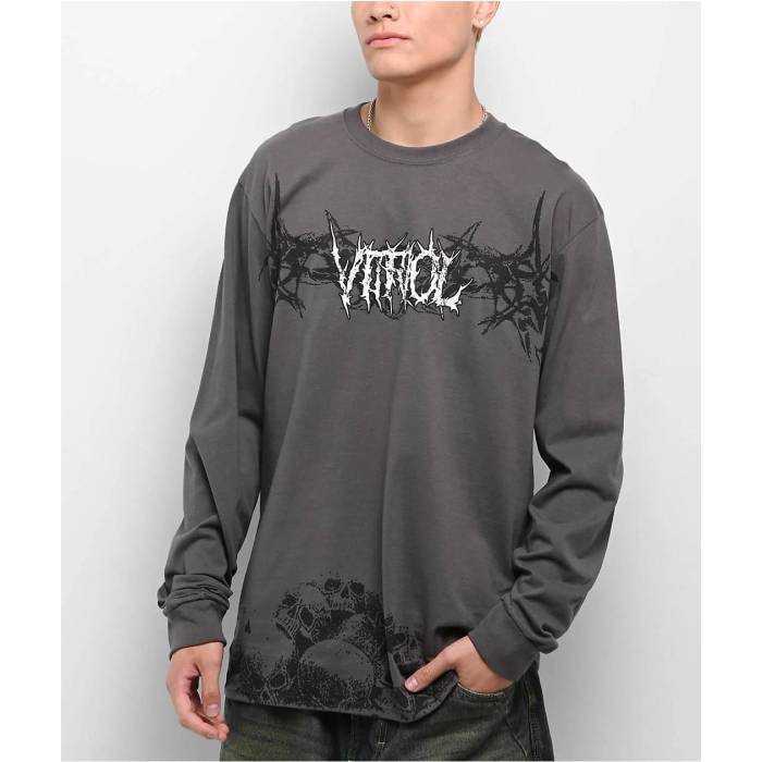 Vitriol 【 Layered Af Ii Charcoal Long Sleeve T-Shirt Men's Charcoal 】 チャコール Sleeve スリーブ Tシャツ メンズ チャコール