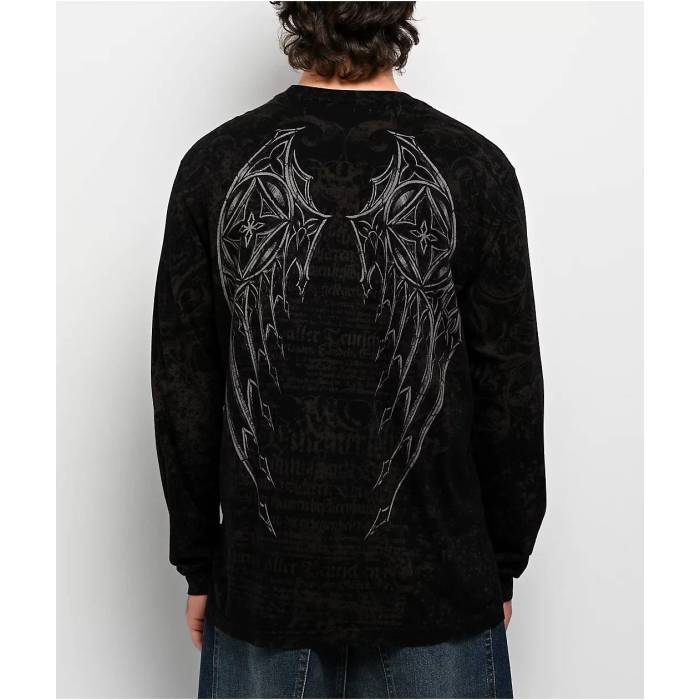 アフリクション Affliction 【 Spike Black Long Sleeve T-Shirt Men's Black 】 黒色 ブラック Sleeve スリーブ Tシャツ メンズ 黒色 ブラック