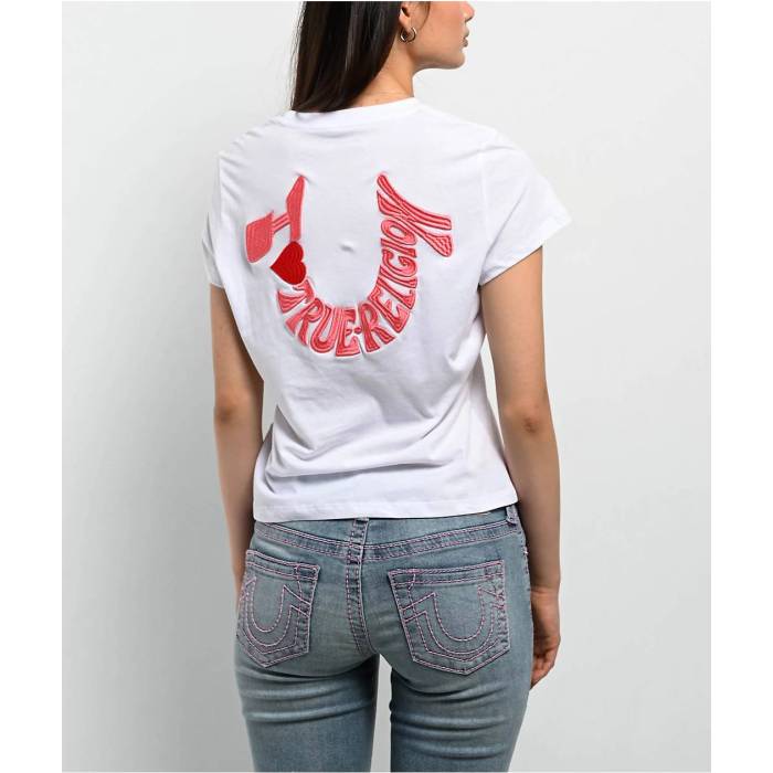 トゥルーレリジョン True Religion 【 Embroidered Horseshoe White T-Shirt Women\u0027s White 】 白いこと 白いこと プルオーバー レディース 白いこと 白いこと