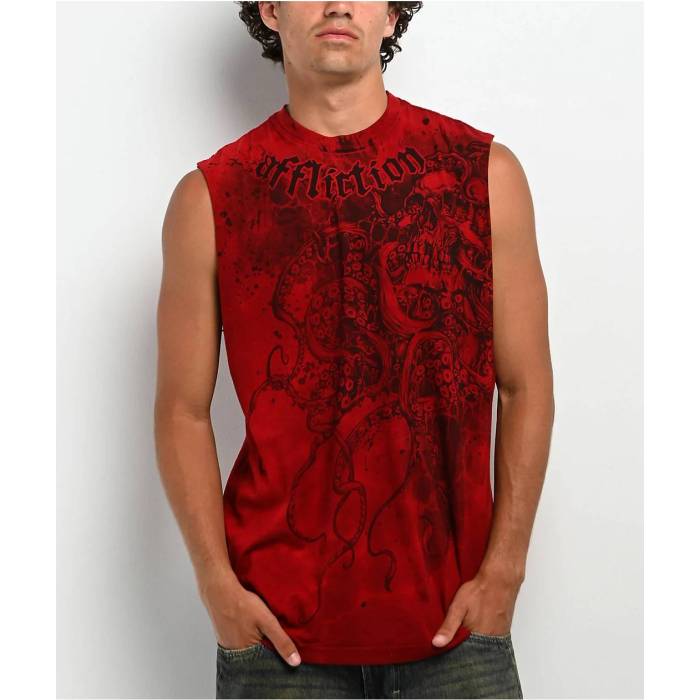 アフリクション Affliction 【 Eleven Red Tank Top Men\u0027s Red 】 Red 赤・赤いこと 貯蔵タンクいの一番 メンズ Red 赤・赤いこと
