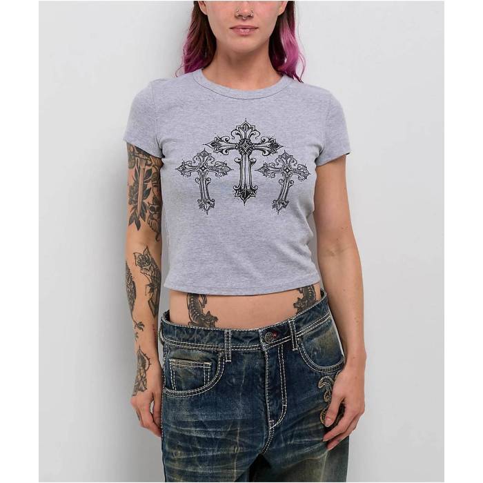 Ninth Hall 【 Nightcrawler Grey Crop T-Shirt Women\u0027s Grey 】 薄墨色 薄墨色 Crop クロップ プルオーバー レディース 薄墨色 薄墨色