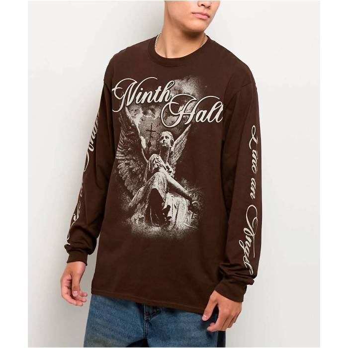 Ninth Hall 【 Like A Saint Brown Long Sleeve T-Shirt Men's Brown 】 茶色 ブラウン Sleeve スリーブ Tシャツ メンズ 茶色 ブラウン｜スニケス 14,688円