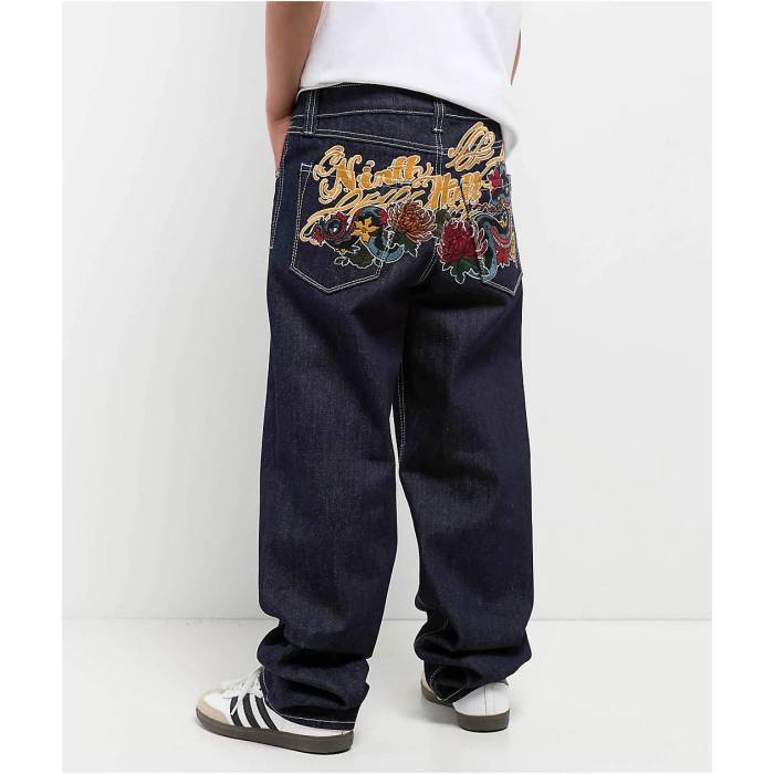 【★百貨店SALE★6/11真夜中2時迄】Ninth Hall 【 Kids Ambush Dragon Dark Blue Loose Fit Jeans Kids\u0027 Blue 】 火竜 青碧 青碧 デニム 青碧 青碧