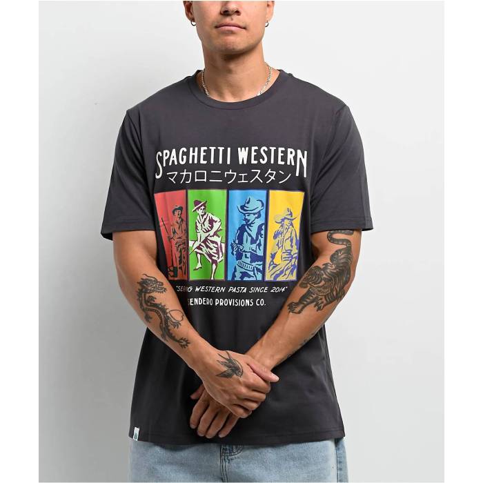Sendero Provisions 【 Sendero Spaghetti Western Grey T-Shirt Men\u0027s Black 】 ウェスタン 薄墨色 薄墨色 プルオーバー メンズ 黒いこと 黒いこと