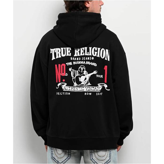 トゥルーレリジョン True Religion 【 No.1 Black Zip Hoodie Men's Black 】 黒色 ブラック フーディー パーカー メンズ 黒色 ブラック
