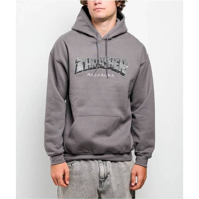 【★百貨店SALE★6/11十二時2時迄】Thrasher 【 Disco Grey Hoodie Men\u0027s Charcoal 】 薄墨色 薄墨色 フーディー パーカー メンズ 濃灰色
