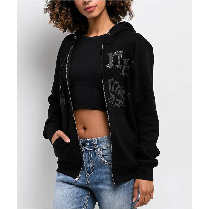 Ninth Hall 【 Night Crawler Black Zip Hoodie Women's Black 】 ナイト 黒色 ブラック フーディー パーカー レディース 黒色 ブラック