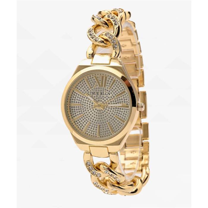 【★百貨店SALE★6/11十二時2時迄】トゥルーレリジョン True Religion 【 Iced Link Gold Analog Watch Women\u0027s Gold 】 ゴールド Watch ウォッチ・時辰儀 レディース ゴールド