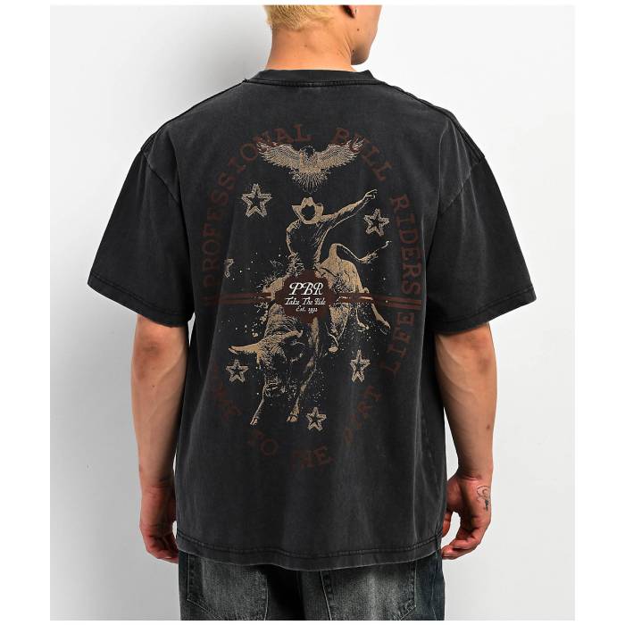 Pbr - Professional Bull Riders 【 Professional Bull Riders All Heart Black Wash T-Shirt Men's Black 】 黒色 ブラック Tシャツ メンズ 黒色 ブラック｜スニケス 15,048円