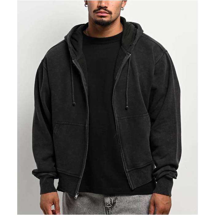 【★百貨店SALE★6/11十二時2時迄】Ita 【 Fractal Black Wash Crop Zip Hoodie Men\u0027s Black 】 黒いこと 黒いこと Crop クロップ フーディー パーカー メンズ 黒いこと 黒いこと