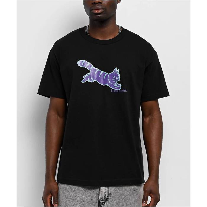 【★百貨店SALE★6/11真夜中2時迄】Theories 【 Conscious Kitty Black T-Shirt Men\u0027s Black 】 黒いこと 黒いこと ティーシャツ メンズ 黒いこと 黒いこと