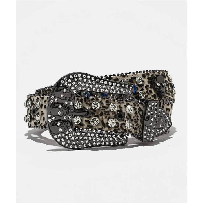 Ella Shea 【 Skull Bling Leopard Belt Men\u0027s Natural 】 ヒョウ柄 レオパード 胴締め メンズ 自然的