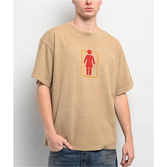 Girl 【 Double Og Logo Brown T-Shirt Men's Brown 】 ロゴ 茶色 ブラウン Tシャツ メンズ 茶色 ブラウン