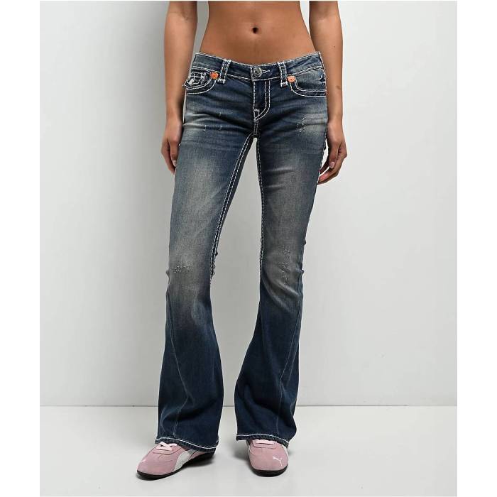 トゥルーレリジョン True Religion 【 Joey Super T Valmonte Blue Wash Low Rise Bootcut Jeans Women's Blue 】 青色 ブルー ライズ ジーンズ レディース 青色 ブルー|スニケス