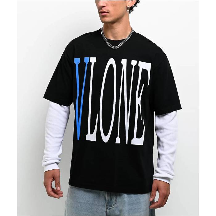 Vlone 【 Staple Black & White 2Fer Long Sleeve T-Shirt Men's Black 】 ステープル 黒色 ブラック 白色 ホワイト Sleeve スリーブ Tシャツ メンズ 黒色 ブラック