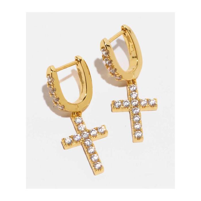 【★百貨店SALE★6/11夜夜中2時迄】The Gold Gods 【 Yellow Gold Diamond Cross Hoop Earrings Men\u0027s - 】 yellow 黄味がかった・黄色 ゴールド 金剛石 フープ イヤリング メンズ NULL
