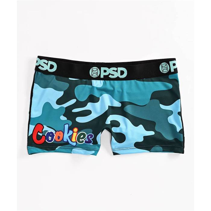 【★百貨店SALE★6/11真夜中2時迄】ピーエスディーアンダーウェア Psd Underwear 【 Psd X Cookies Blue Camo Boyshort Underwear Women\u0027s Blue 】 青碧 青碧 家鴨柄 アンダー御召しもの はだ着 レディース 青碧 青碧