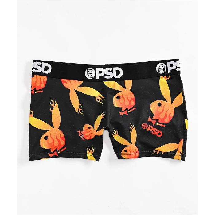 ピーエスディーアンダーウェア Psd Underwear 【 Psd X Playboy Flames Boyshort Underwear Women\u0027s Black 】 フレームス アンダーお召しもの 肌付き レディース 黒いこと 黒いこと