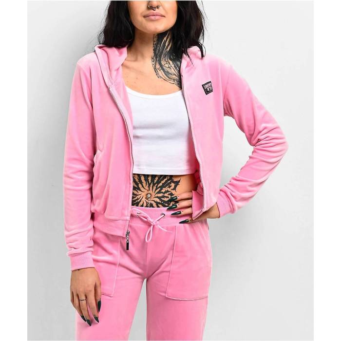 【★百貨店SALE★6/11真夜中2時迄】Fb County 【 Pink Velour Zip Hoodie Women\u0027s Pink 】 pink さくら色 天鵞絨 フーディー パーカー レディース pink さくら色